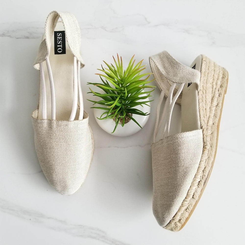 Sesto Meucci Spain Natural Canvas Espadrille Wedge